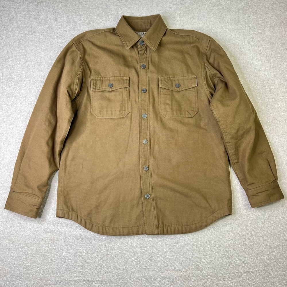 Duluth Trading Co Mens Medium Brown Fire Hose Canvas Flannel Lined Shirt Jacket